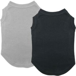 Chol&Vivi Plain Dog T-Shirt, 2pcs Blank Cotton Shirts Fit for Extra Small to Extra Large Size Dogs, Sleeveless Apparel Soft and Lightweight, Tank Top for All Breeds, Black and Grey, Large