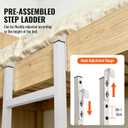RV Bunk Bed Ladder, Upgraded - Adjustable Height 55"-71", Telescoping Heavy Duty Travel Trailer Bed Ladders with 4 Hook and Foot Caps, Anti-Slip Ladder for Home Dorm Appartments, Load 300 LBS -White