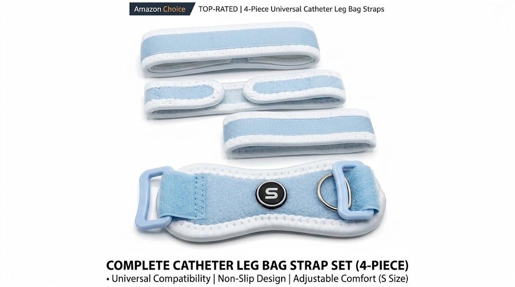 Tondiamo 4 Pcs Catheter Holder Urine Drainage Bag Leg Band Band Straps Anti Slip Urinary Catheter Bag Leg Holder Elastic Foley Stabilization Device for Men Women, 2 x 23.6 Inch(Blue)