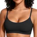 OEAK Womens Comfortable Bras No Underwire Cami Bra Seamless Unlined Bralettes Scoop Neck Unpadded Everyday Sports Tshirt Bra (Small, Black)