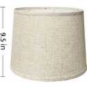 Lamp Shade, Beige Drum Lampshades for Table & Floor Lamps, Natural Linen Hand Crafted Replacement Lamp Shades with Harp Holders, 11.6" Top x 12.6" Bottom x 9.5" High