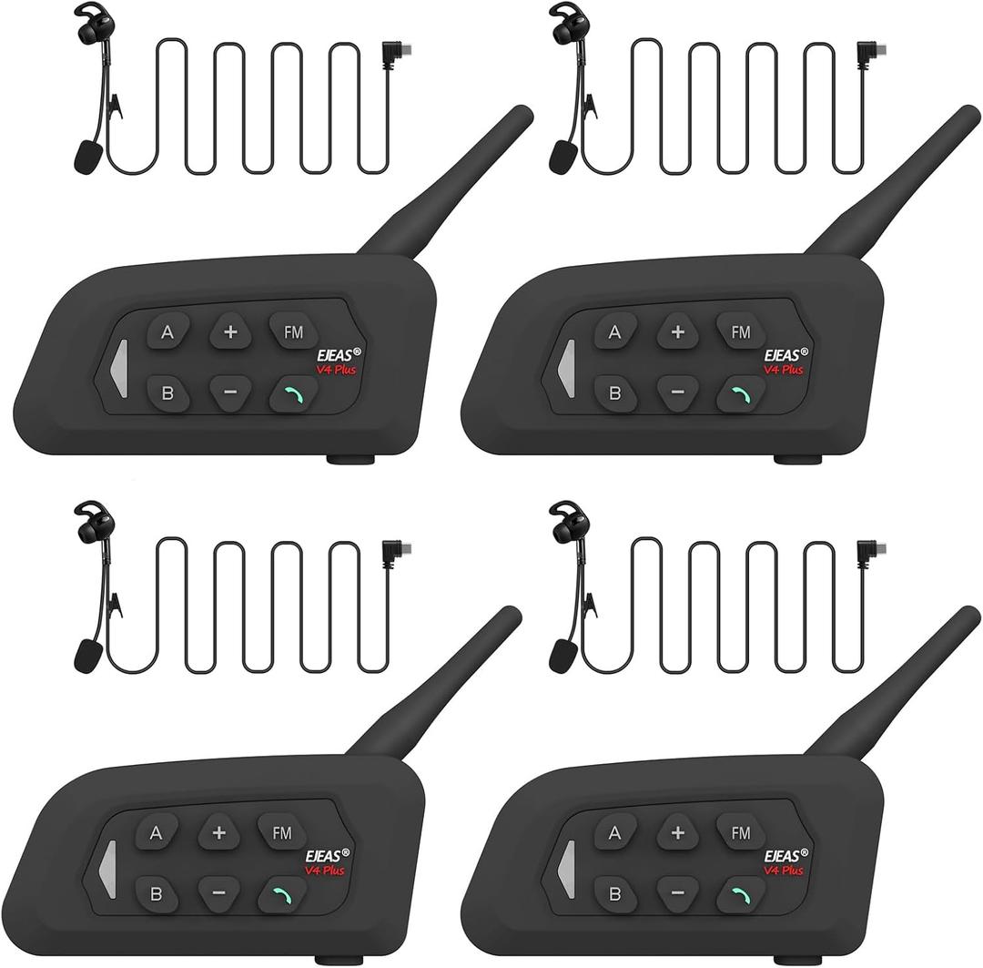 MIMIRACLE Referee Headset, Type C Left Ear Referee Communication System with Headset Earphone, Simple Pairing Bluetooth Intercom for Football Soccer Handball -4 Pack