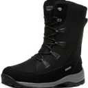 ROCKMARK Mens Winter Mid-Calf Snow Boots Fur Lined Warm Waterproof Slip On Outdoor Athletic Snow Boots (10, Black)