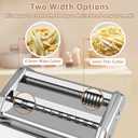 Pasta Maker - 7 Thickness Settings Pasta Roller & 2-in-1 Cutter, Stainless Steel Pasta Machine for Spaghetti, Fettuccine, Ravioli, Lasagna - Includes Hand Crank & Table Clamp