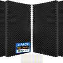 4 Pack Acoustic Panels, 48x24x2” Egg Crate Soundproof Foam Wall Panels High Density Noise Canceling Studio Foam Wall Panels for Echo Absorption Home Office (Black 4 Pack, 48"x24"x2")