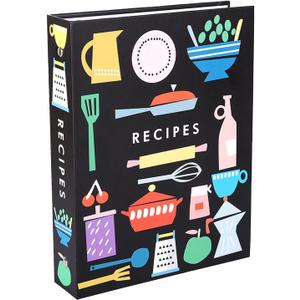 1 Pack Recipe Binder 9" x 7", 3 Ring Binder Recipe Book to Write in Your Own Recipes, Recipe Notebook Binder With 100 Recipes Page (5.5" x 8.5"), 12 Full Page Dividers