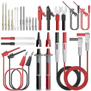 Goupchn Silicone Multimeter Test Leads Kit 25PCS with Replaceable Gold-Plated Precision Sharp Probe Set, Alligator Clips, Test Hooks and Wire Piercing Test Probes