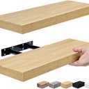 Sorbus Floating Shelves for Wall, Bathroom Shelves Wall Mounted for Kitchen, Bedroom, Bathroom Storage Over Toilet, Hanging Book Shelf for all Home Decor Living Room (Maple Wood, 2 Pack)