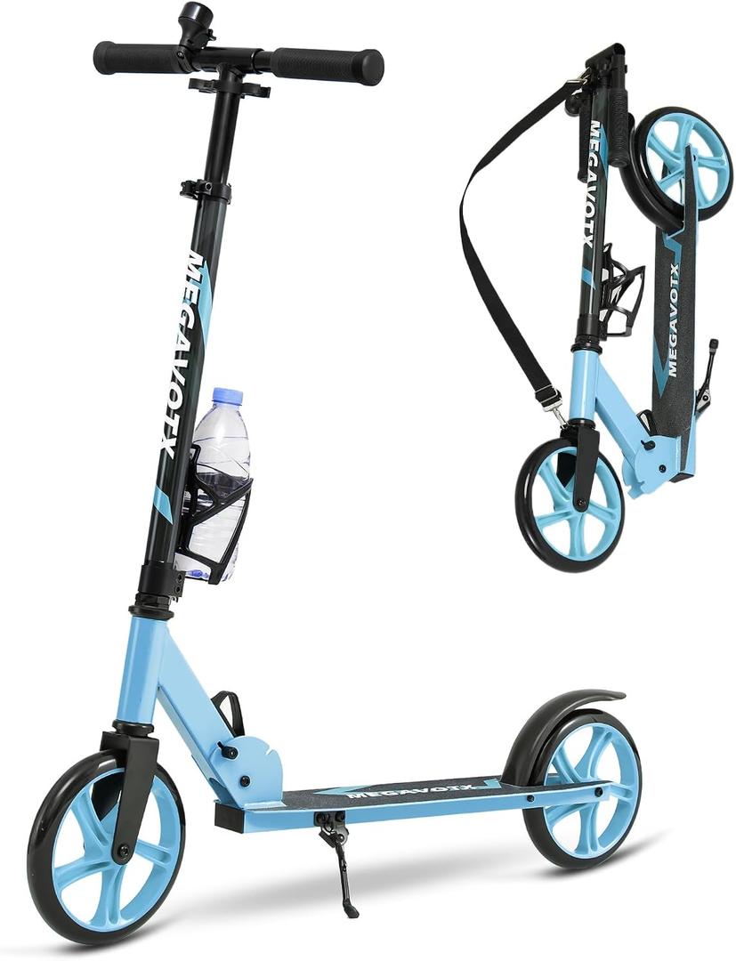 2-Wheel Foldable Kick Scooter for Kids, Teens & Adults Adjustable Handlebar, Smooth ABEC-7 Bearings, LED Wheels Option, Up to 220 lbs Max Load, Outdoor & School Commute Scooter, Gift for Boys&Girls