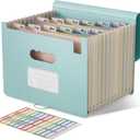 EcoStash Accordion File Organizer, 12-Pocket Wheat Straw Expanding File Folder, Portable Monthly Bill & Tax Receipt Organizer, Letter/A4 Size Document Holder with Colorful Tabs-Sky Blue