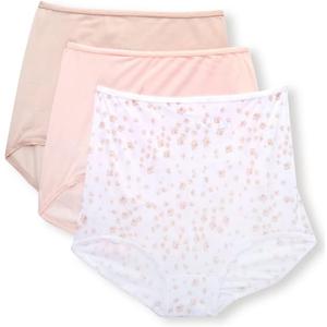 Bali Women's Skimp Skamp Underwear Brief Pack, Full Coverage Underwear for Women, No Panty Lines Panties, 3-Pack (10, Blushing Pink/Sandshell/White Floral)