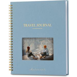 Nook Theory Personalized Travel Journal for Women, Men  Linen Travelers Notebook, Adventure Book with Prompts, Perfect for Travel Gifts (Ocean)