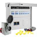 50A 10 Circuit Transfer Switch Kit with 2 Digital Display Energy Meter with SS2-50p Optional Power Inlet, IP 67 Waterproof, Pre-Wired, Transfer Switch Suitable for Indoor and Outdoor Use 