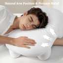 Side Sleeper Pillow with Arm Holes, Ergonomic Arm Tunnel for Shoulder Pain Relief, Adjustable Height Neck Pillow for Adults, Plush Down & Foam for Comfortable Sleep, 1PC Pillowcase, 18"X27"