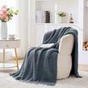 Chunky Knit Dusty Blue Throw Blanket Soft Cozy Decorative Blanket for Couch Sofa Bed Living Room, Spring Throw 50"x60."
