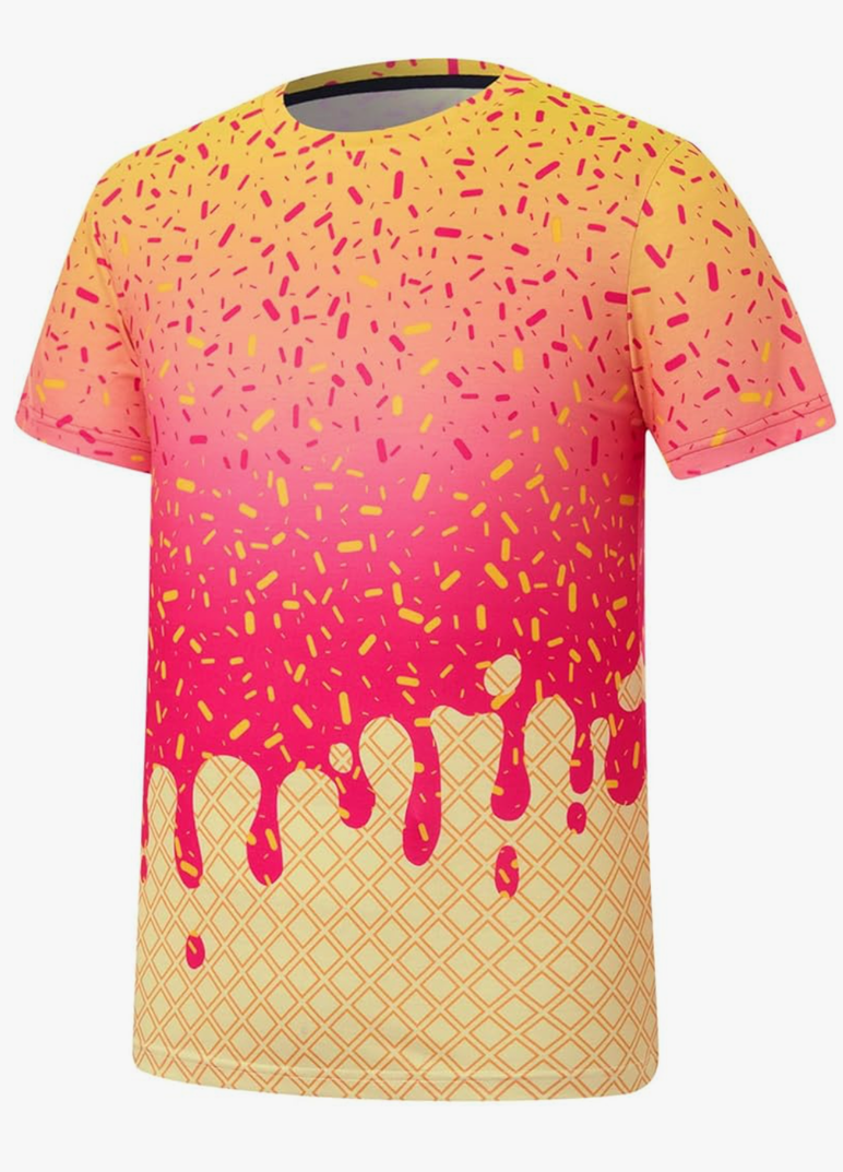 Move Dance Men Kids T-Shirts Ice Cream Crewneck Short Sleeve Summer Graphic Tees Top, Size 14Y