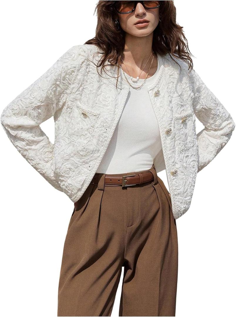 SOLY HUX Women's Button Down Coat Cardigan Long Sleeve Business Casual Tops Outerwear