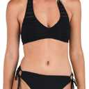 La Blanca Women's Halter Bikini Swimsuit Top (8, Black//Fluid Lines)