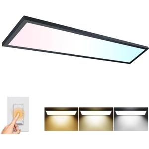 AIKVSXER 1PACK 1x4 LED Flat Panel Light Surface Mount LED Ceiling Light Black, 5500LM 50W TRIAC 10-100% Dimmable, 3000/4000/5000k Selectable Kitchen Ceiling Light Fixtures for Garage/Laundry