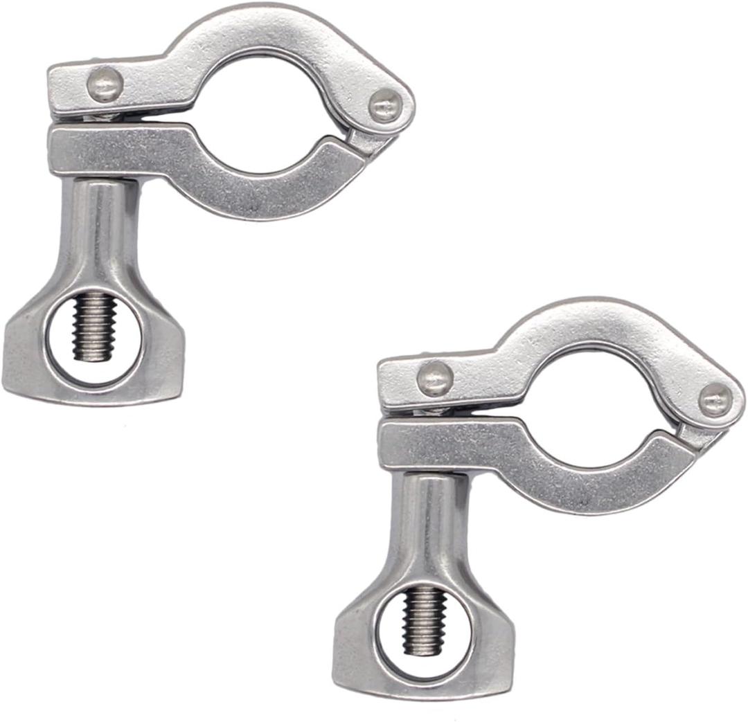 TC 0.5-0.75" Tri Clamp Stainless Steel 304 Heavy Duty Sanitary Clover with Silicone Gasket (2 Pack)