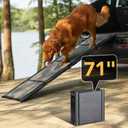 PetThem Dog Ramp for Car 71'' X-Long & 17.2" Wide Folding Dog Ramps for Large Dogs with Non-Slip Rug Surface Portable Dog Car Ramp for SUV Car & Truck, Outdoor Dog Ramp Up to 250 LBS