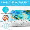 Baby Bath Mat for Tub Non Slip Kids, BPA Free Extra Long Bathtub Mat 40x16 with Drain Holes and 200 Suction Cups, Non Toxic Machine Washable Toddler Bath Mat, No Fading, Sea