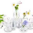 Glass Bud Vases Set of 12, Hewory Cute Clear Small Vases Handmade, Mini Glass Flower Vase for Floral Arrangement, Tiny Centerpiece for Wedding Party Events Home Office Table Decor (Not Include Flower)