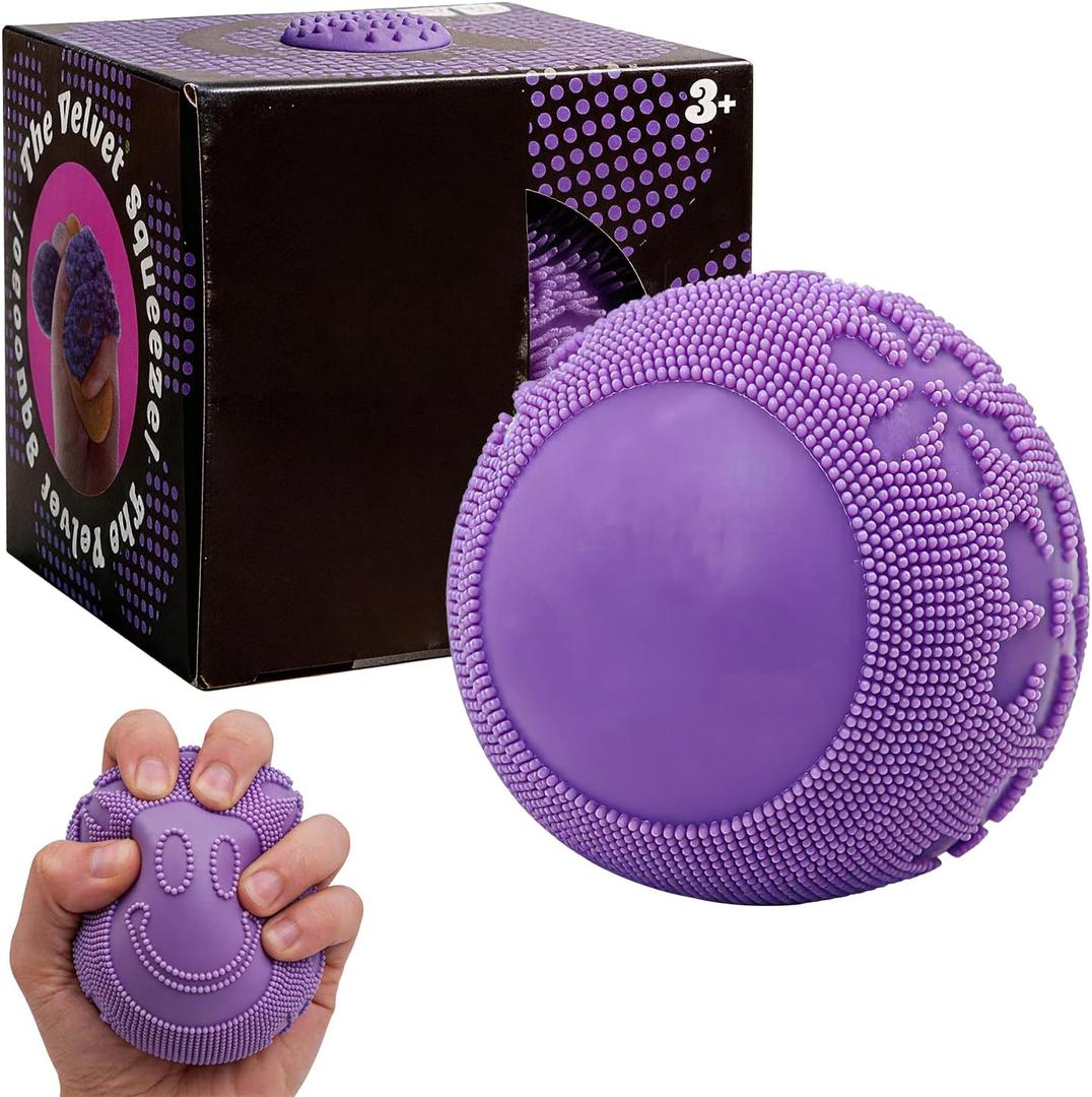 Fuzz Ball Squishy Stress Ball ToyFuzzball SquishySoft Fidget Toy for Anxiety Relief, Sensory Squishy Ball Calming Tactile Grip for Soft Stress Relief Ball for Kids and Adults (Purple)