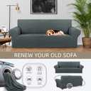 KEKUOU Stretch Sofa Cover Slipcover Couch Covers for 3 Cushion Couch Sofa (78"-94") Furniture Protector 3 Seater Sofa with Elastic Bottom for Kids,Dog, Jacquard Small Checked(Large,Grey)