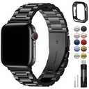 Fullmosa Metal Band Compatible with Apple Watch Bands 41mm 40mm 38mm 46mm 49mm 45mm 44mm 42mm, iWatch Band with Case for Apple Watch Series 11 10 9 8 7 6 5 4 3 2 1 SE3/2/1 Ultra3/2/1, 38mm 40mm 41mm Black