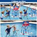 HYES 2 in 1 Pool Basketball Hoop with Ring Toss, Floating Pool Toys - Anti-Tip Stable Base - with 4 Balls/8 Rings/Pump - Summer Water Basketball Games Indoor Outdoor Gifts for Kids 4-8 & Adults, Red
