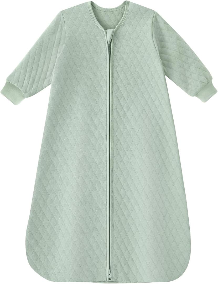 Yoofoss Baby Sleep Sack 12-18 Months 1.0 Tog Long Sleeve Sleep Sack Organic Cotton Wearable Blanket for Toddlers 2-Way Zipper Quilted Sleeping Sacks(Large)