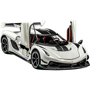 Toy Cars Model Jesko 1/24 White Alloy Collectibles Die-cast Vehicles with Sound and Light