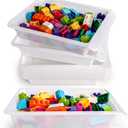 Yopay 15 Pack Plastic Art Tray for Classroom, White Craft Trays for Kids, Paper Organizer Bins, Activity Organizer Serving Tray for DIY Projects, Painting, Beads, Slime Sensory Toys