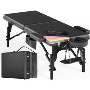 2 Fold Professional Massage Table Portable Hold Up to 800LBS Black
