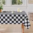 5 x Ohocut Checkered Table Cloth, Classic Checkerboard Tablecloth for Picnic, Party, Dinner Table Cover, Waterproof Washable Wrinkle Resistant (Black and White, 55''x55'' (Rectangle))