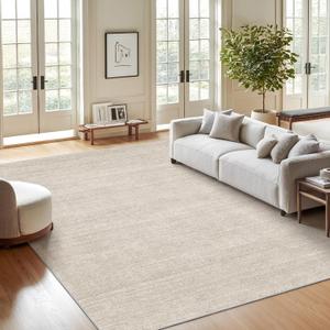 Valenrug Washable Rugs 8x10 - Stain Resistant 8x10 Area Rugs for Living Room, Non Slip Backing Rugs for Bedroom, Folable Machine Washable Area Rug (8'x10', Beige)