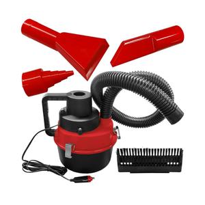 Car Vacuum Cleaner, DC 12V Multi-Purpose Automotive Wet and Dry Vacuum with 3 Nozzles, Portable Handheld Vehicle Interior Duster for Car, Office, Home, Floor (Red)
