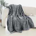 Reversible and Ultra-Plush Flannel Fleece Sherpa Throw- Lightweight Soft and Cozy- All Season Decorative Throw, Perfect for Lounging, 50 x 60 inches, Silver, Pack of 2