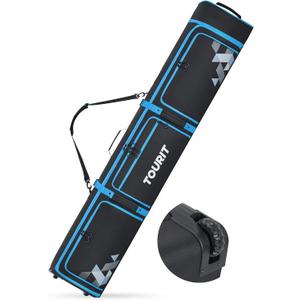 TOURIT Rolling Ski Bag and Ski Boot Bag Combo - Fully Padded Snowboard Bag with Wheels for Air Travel, Wheeled Ski Bag Holds 2 Pairs of Skis (195cm)