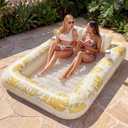 SLOOSH Inflatable Tanning Pool Lounger Float, 85" x 57" Extra Large Pool Floats Adult with Pillow, 4 in 1 Suntan Tub Raft Floatie,Sunbathing Bed Lounge for Water Blow Up Ball Pit, XL-Golden White