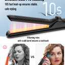 360 Airflow Styler Curling Iron - 1.25 Inch Hair Straightener and Curler 2 in 1 with Vented Cool Air to Lock in Style, Extra Long Flat Iron Curling Wand, 5 Temps & Dual Voltage for Travel (Black)