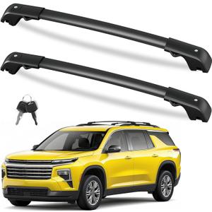 FengYu 300lb Lockable Roof Rack Cross Bars Compatible with Chevy Chevrolet Traverse 2022 2023 2024 2025 2026, Heavy Duty Aluminum Roof Rails Crossbars Cargo Bars Canoe Rooftop Black Carrier Luggage.