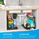 Under Sink Organizer, 2 Tier L-Shaped Bathroom Kitchen Organizers and Storage, Pull Out Sink Cabinet Drawer Shelf Pantry Organizer and Storage, Black