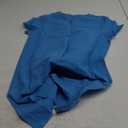 Fronage Women's Cotton Linen Midi Dress V Neck Short Sleeve Causal Loose Tshirt Dresses Summer (Blue)