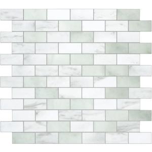 10-Sheet Subway Peel and Stick Backsplash Tile, 11.3" x 10.8" Emerald Green Stone Composite Marble Looks Self Adhesive Waterproof Wall Tile, Stick on Tiles for Kitchen Bathroom Shower Fireplace