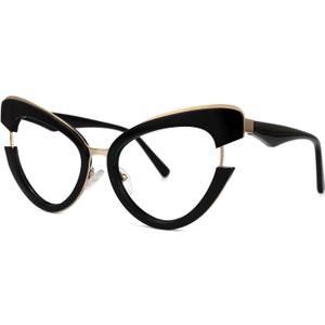 VOOGLAM Stylish Oversized Cat Eye Blue Light Blocking Glasses for Women Anti Eyestrain UV Eyewear Jazzy (Black)