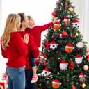 Leyndo 24 Pcs Sport Balls Christmas Ornaments Bulk Basketball Football Ornaments with Removable Santa Hat for Christmas Tree Decorations Xmas Tree Hanging for Party Gift Filler (Balls)