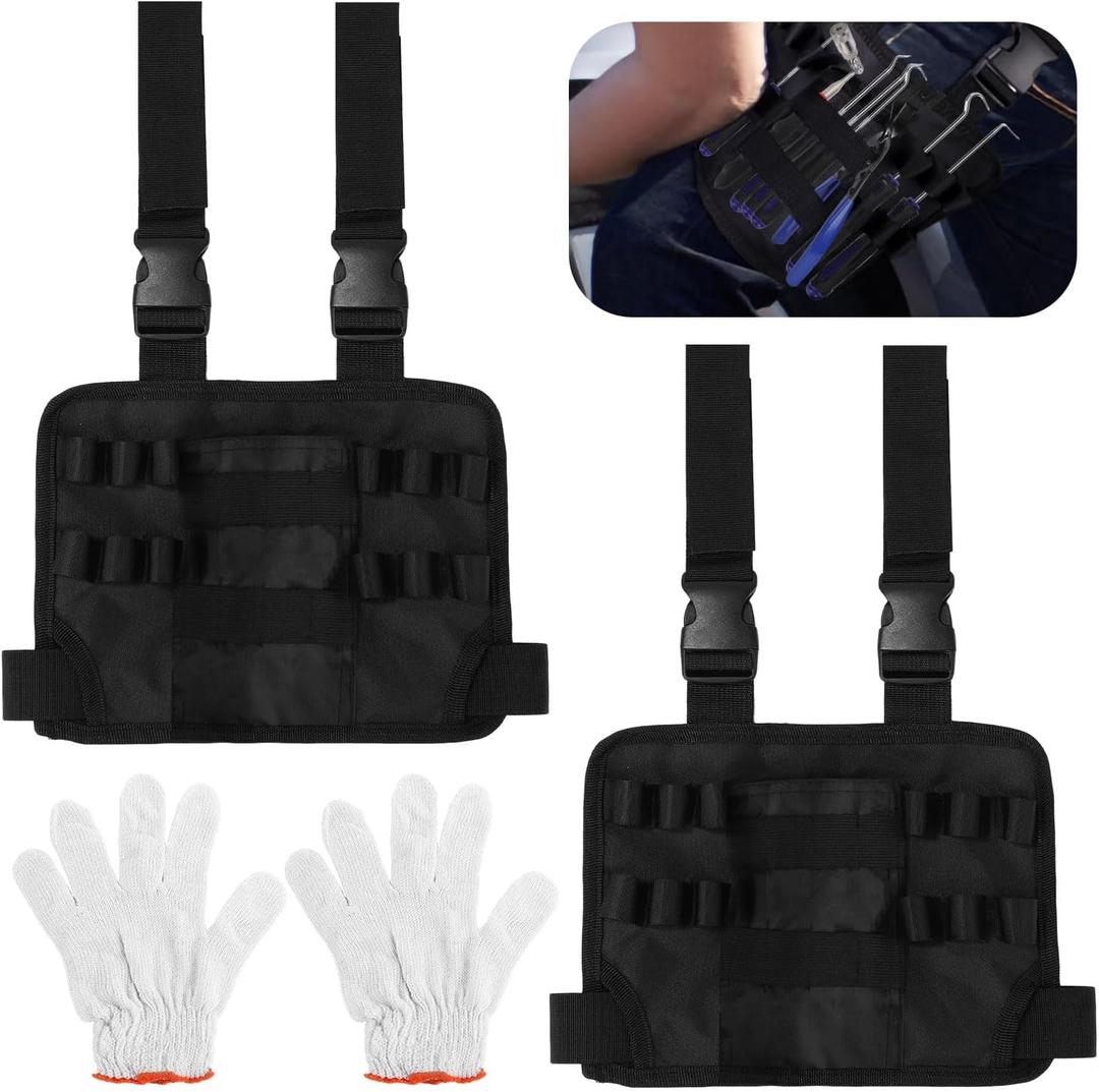 2pcs Tool Holster, Tool Belt Pouches with 1 Pair Gloves Leg Tool Pouch Oxford Cloth Multifunctional Tool Belt Bag Utility Tool Pocket Organizer for Electrician Carpenter Mechanics Craftsmen