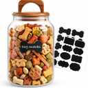 Geyecete Airtight Dog Food Storage Container Large Glass Food Storage Jar with Airtight Wooden Lid glass canisters dog treat storage 64 FL OZ(1900ml)